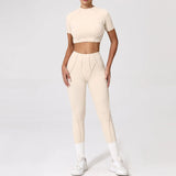 Ensemble Tenue Sport Fitness Pilates Côtelé Femme