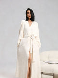 Robe de chambre polaire femme double face longue – Blanc