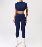 Ensemble Tenue Sport Fitness Pilates Côtelé Femme