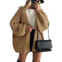 Cardigan femme tricot chunky beige manches longues 4