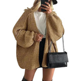 Cardigan femme tricot chunky beige manches longues 4