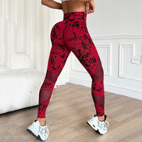 Legging Sport Sans Couture Push Up Tie and Dye Rouge