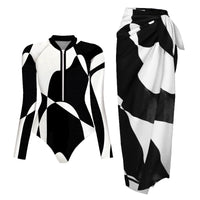 Ensemble Maillot de Bain Manches Longues Zippé et Paréo
