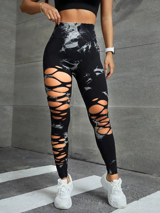 Legging femme Troué noir