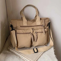 Sac cabas nylon grande capacité multi-poches femme