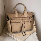 Sac cabas nylon grande capacité multi-poches femme