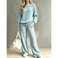Ensemble deux pièces femme pull tricoté et pantalon large 2
