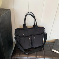 Sac cabas nylon grande capacité multi-poches femme – Noir