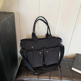 Sac cabas nylon grande capacité multi-poches femme – Noir