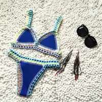 Bikini Triangle Crochet Bordure Colorée Bohème