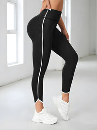 Legging de Sport Gainant Taille Haute avec Bande Latérale