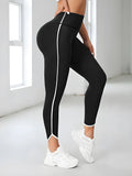 Legging de Sport Gainant Taille Haute avec Bande Latérale