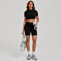 Ensemble Tenue Sport Fitness Pilates Côtelé Femme