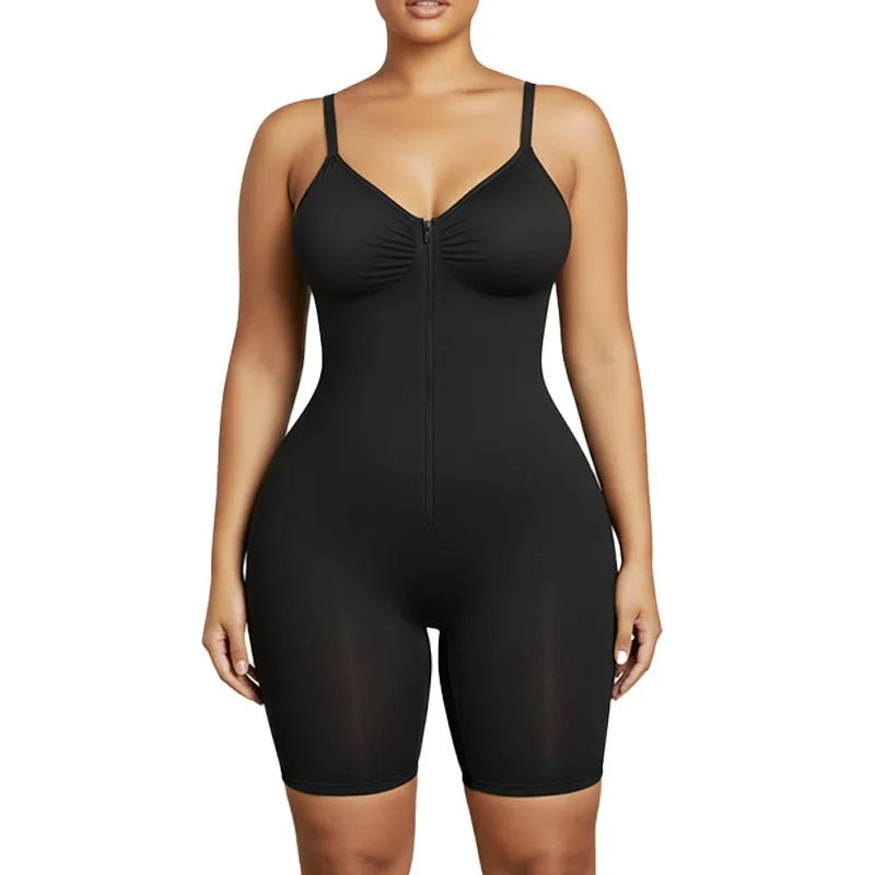 Combinaison gainante femme fermeture éclair taille fine – Noir