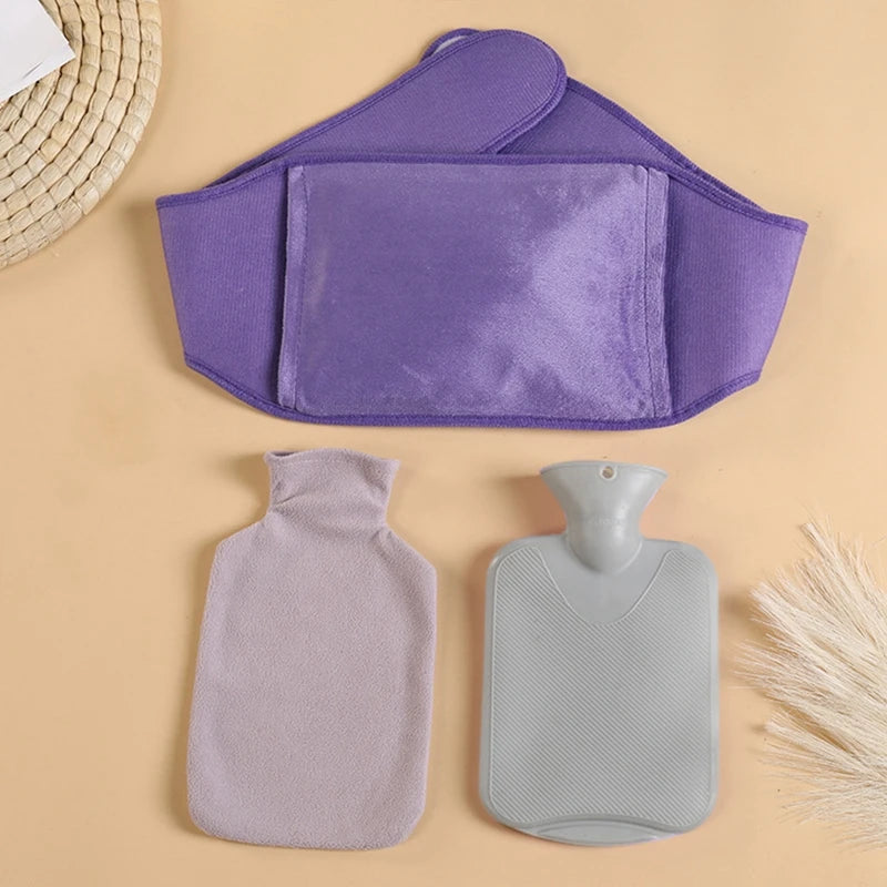 Bouillotte Tour de Taille violette avec ceinture ajustable et bouillottes en PVC pour soulagement du dos et confort thermique