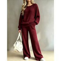 Ensemble deux pièces femme pull tricoté et pantalon large 6