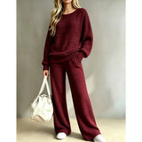 Ensemble deux pièces femme pull tricoté et pantalon large 6