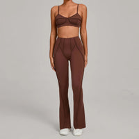 Ensemble Tenue Sport Fitness Pilates Côtelé Femme