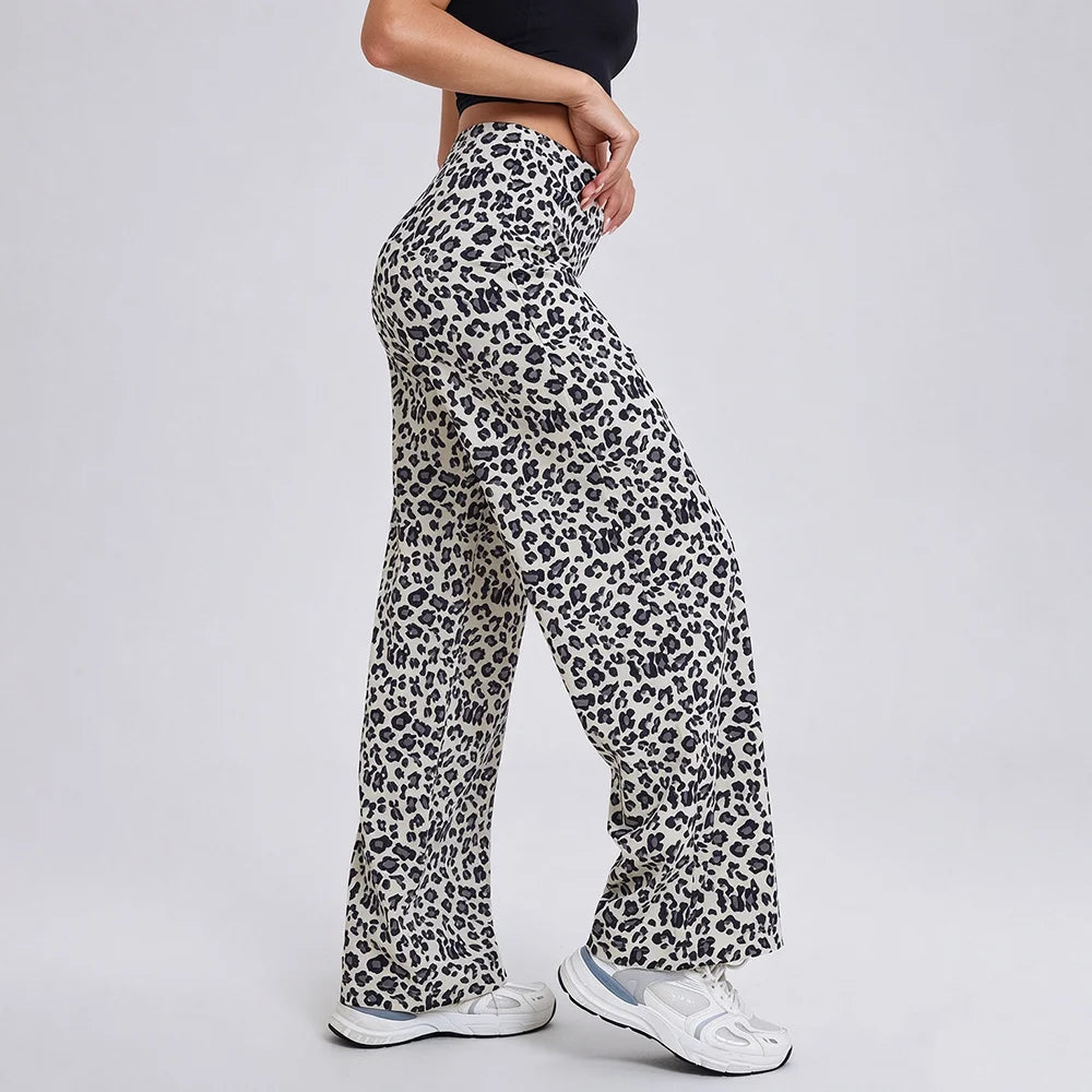 Pantalon imprimé léopard taille haute femme large 4