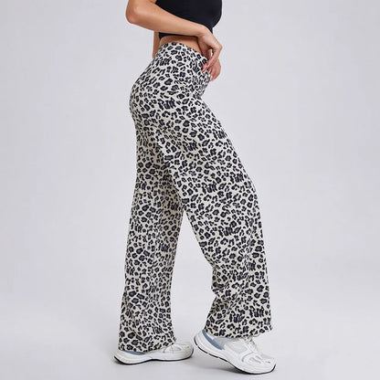 Pantalon imprimé léopard taille haute femme large 4