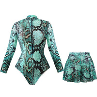 Ensemble 2 Pièces Maillot de Bain Manches Longues Protection UV Complète