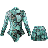 Ensemble 2 Pièces Maillot de Bain Manches Longues Protection UV Complète