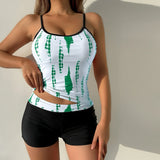 Tankini 2 Pièces Imprimé Tie and Dye avec Shorty