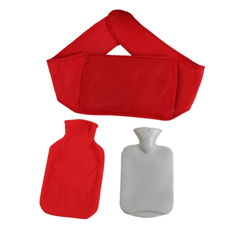 Bouillotte Tour de Taille rouge avec ceinture ajustable et bouillotte en PVC, accessoire chauffant pour le confort du dos