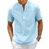 Polo Col Officier Coton et Lin Homme