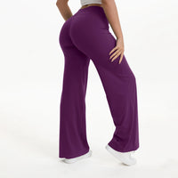 Pantalon yoga femme taille moyenne jambe droite bleu – Violet Raisin