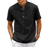 Polo Col Officier Coton et Lin Homme
