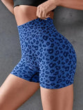 Short Legging de Sport Femme Push Up Tâches Léopard Taille Haute