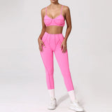 Ensemble Tenue Sport Fitness Pilates Côtelé Femme