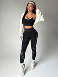 Ensemble Legging Noir avec Liserés Blancs
