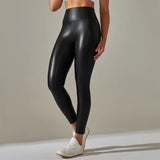 Legging simili cuir taille haute femme stretch 4