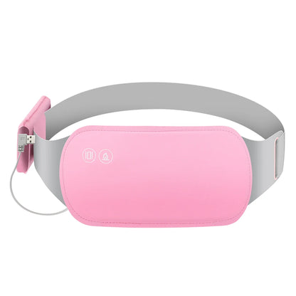 Ceinture anti douleur menstruelle rose et grise avec port USB, appareil de massage chauffant pour soulagement des regles
