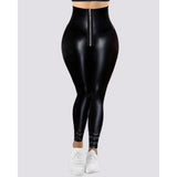 Faux Leather Leggings with Zipper 