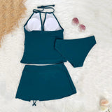 Robe Maillot de Bain Deux Pièces Halterneck