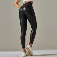 Legging simili cuir taille haute femme stretch 3