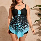 Maillot de Bain Tankini Grande Taille Évasé avec Short