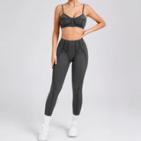 Ensemble Tenue Sport Fitness Pilates Côtelé Femme