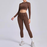 Ensemble Tenue Sport Fitness Pilates Côtelé Femme
