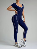 Combinaison Legging de Sport à Coutures Blanches Gainante