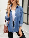 Chemise en jean bleu délavé manches longues femme 5