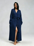 Robe de chambre polaire femme double face longue – Bleu