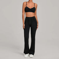Ensemble Tenue Sport Fitness Pilates Côtelé Femme