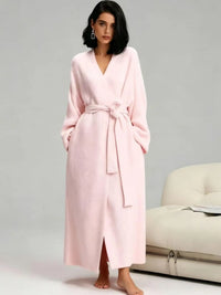 Robe de chambre polaire femme double face longue – Rose