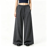 Pantalon jogging large femme taille haute gris – Gris Anthracite