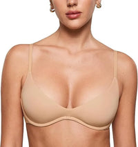 Soutien-gorge sans armatures décolleté profond sans rembourrage – Beige