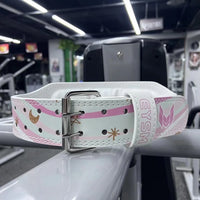 Pink and White Women's Weightlifting Belt